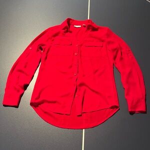 New York & Company Bold Red Blouse